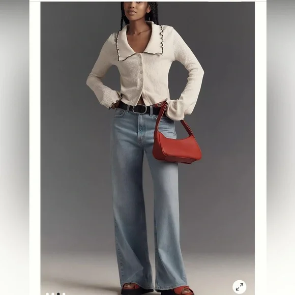 Anthropologie Nation Los Angeles Daisy Oversized Collar Button-Front Top - Picture 4 of 12